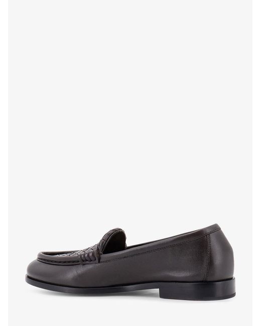 Bottega Veneta White Silenzio Leather Loafers With Intrecciato Motif