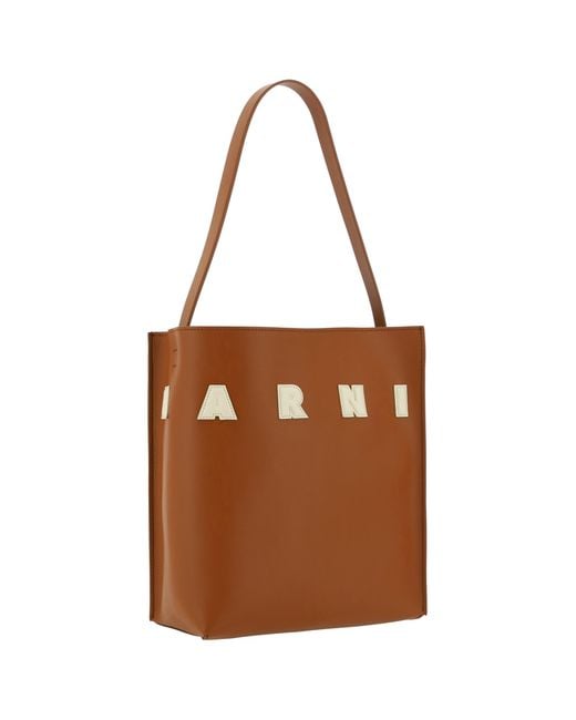 Marni Brown Leather Tote Bag