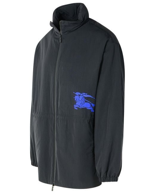 Burberry Blue Polyamide Raincoat for men