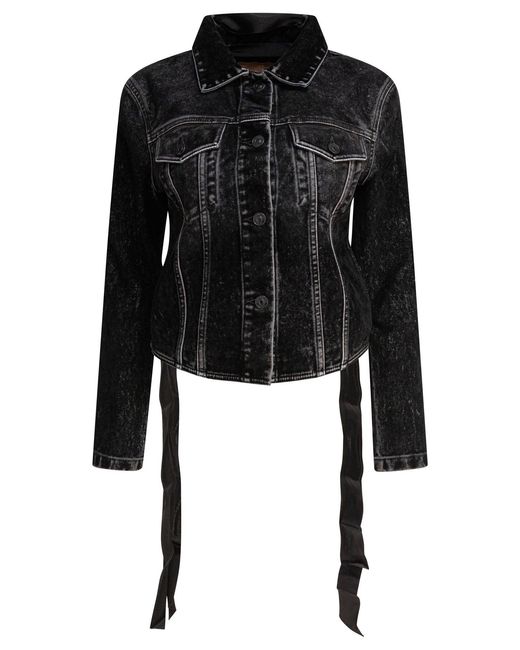Balenciaga Black Denim Jacket With Laces