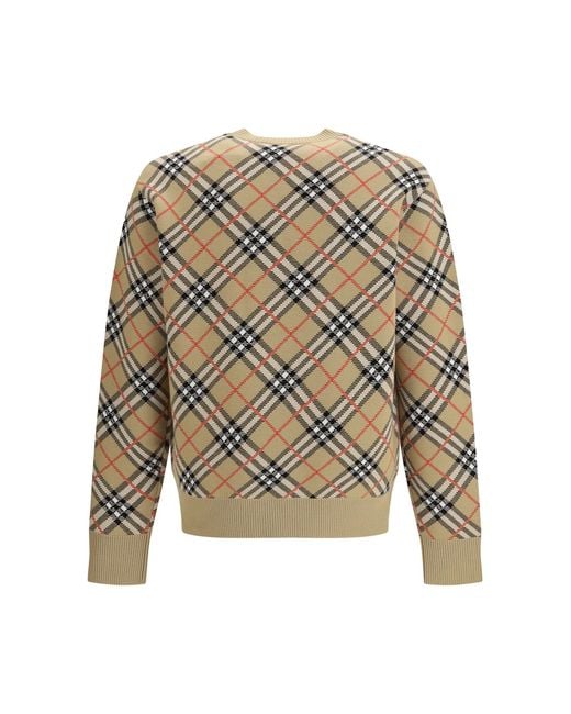 Burberry White Wool Check Sweater for men