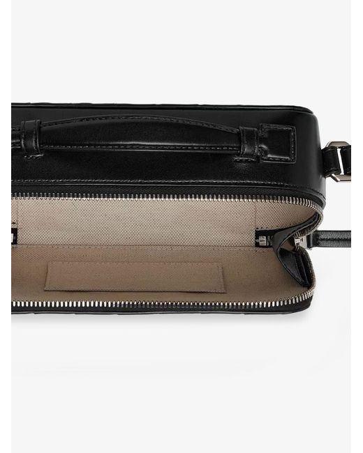 Bottega Veneta Black Leather Clutch Bag With Intrecciato Motif for men