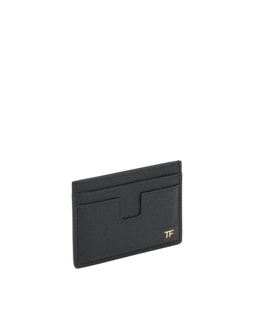 Tom Ford White Small Grain Leather Card Holder for men