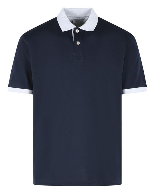 Eleventy Blue Cotton Polo Shirt for men
