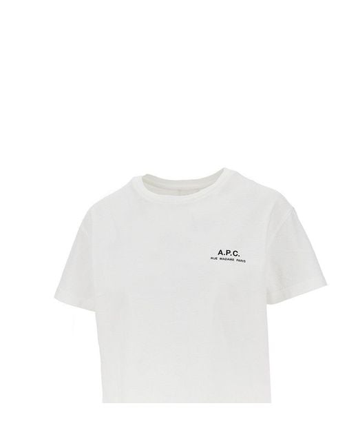 A.P.C. White Logo Print Cotton T-Shirt