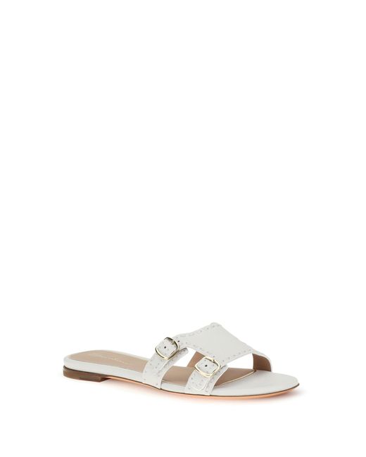 Santoni White Low Leather Sandals