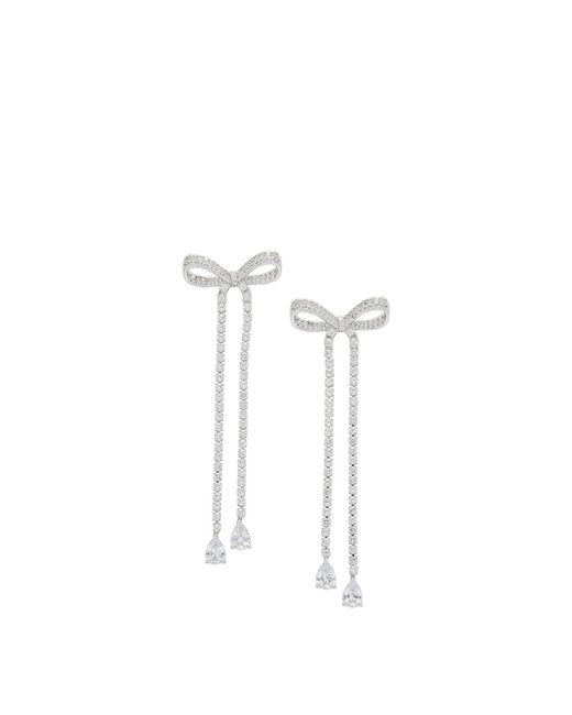 Self-Portrait White Dangling Earrings With Crystals