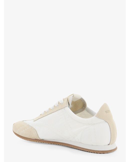 Totême  White Nylon And Suede Sneakers With All-Over Stitching Detail