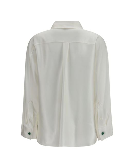 Bottega Veneta White Oversized Fluid Silk Satin Shirt