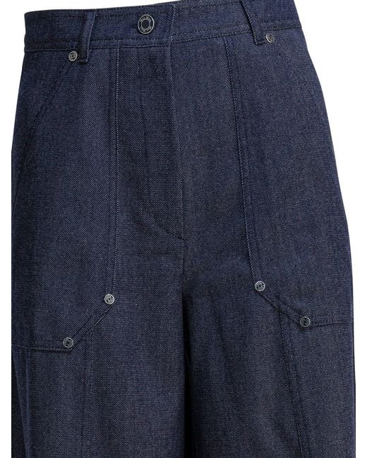 Max Mara Blue Denim-Effect Wool Pants