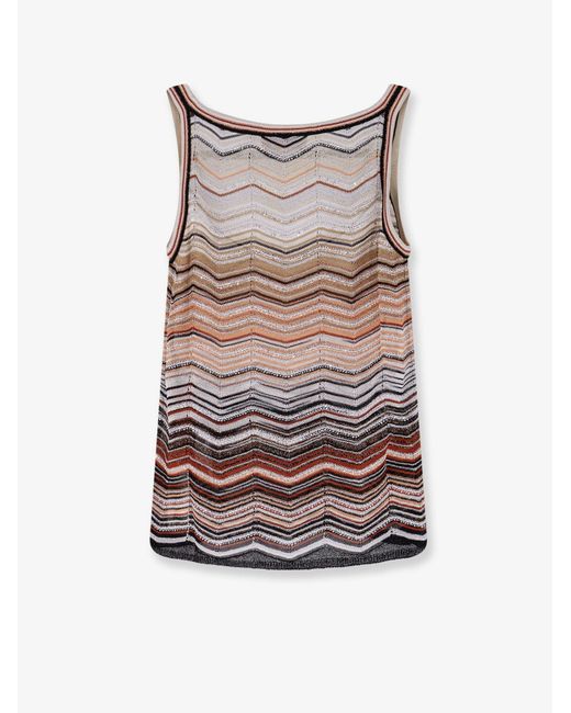 Missoni Multicolor Viscose Tank Top With Laminated Chevron Pattern