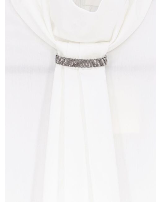 Brunello Cucinelli White Cotton Blend Shirt With Monili Detail