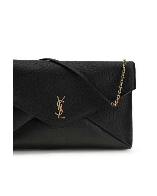 Saint Laurent Black Cassandre Clutch Bag