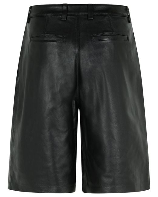 MICHAEL Michael Kors Gray Pleated Leather Bermuda Shorts