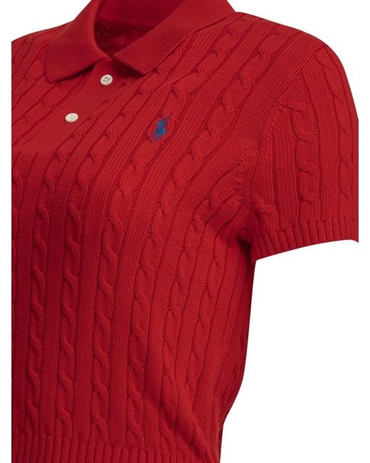 Polo Ralph Lauren Red Knitted Polo Shirt With Buttons