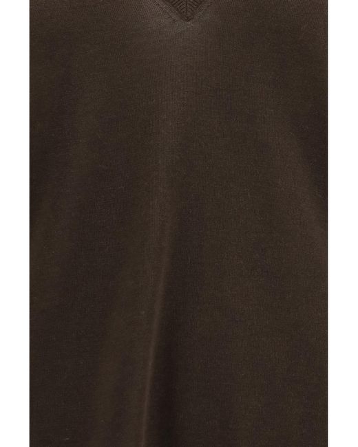 Totême  Brown V-Neck Cashmere-Blend Sweater