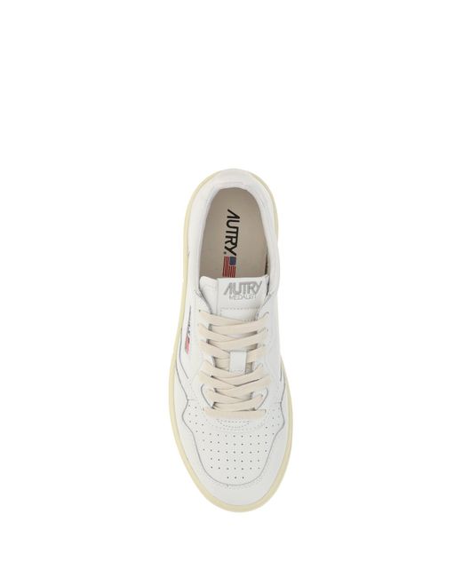 Autry White 'Medalist' Low Top Sneakers With Logo Detail for men