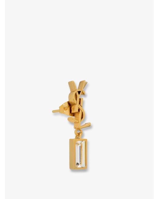 Saint Laurent White Single Cassandre Brass Earring