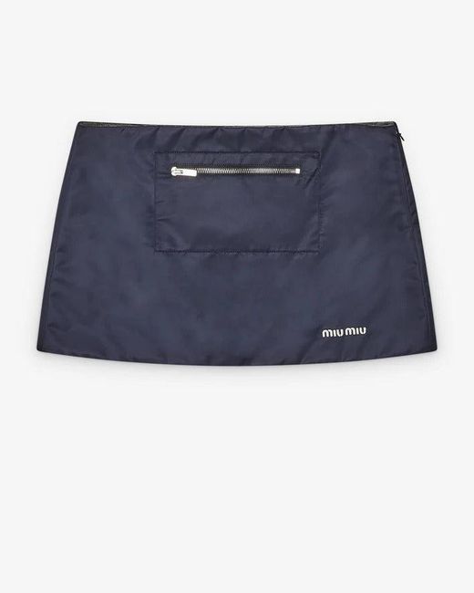 Miu Miu Blue Mini Skirt With Logo