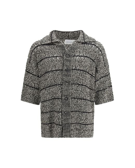 Roberto Collina Gray Mouliné Knit Shirt/Ecru