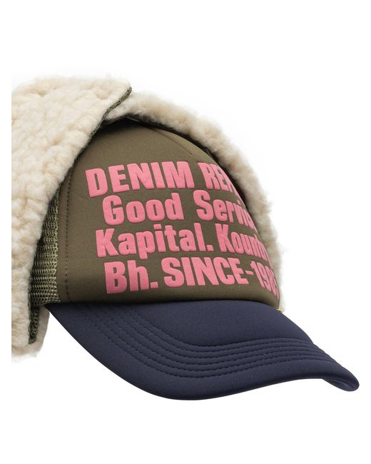 Kapital Red Denim Repair Service Trucker Hat for men