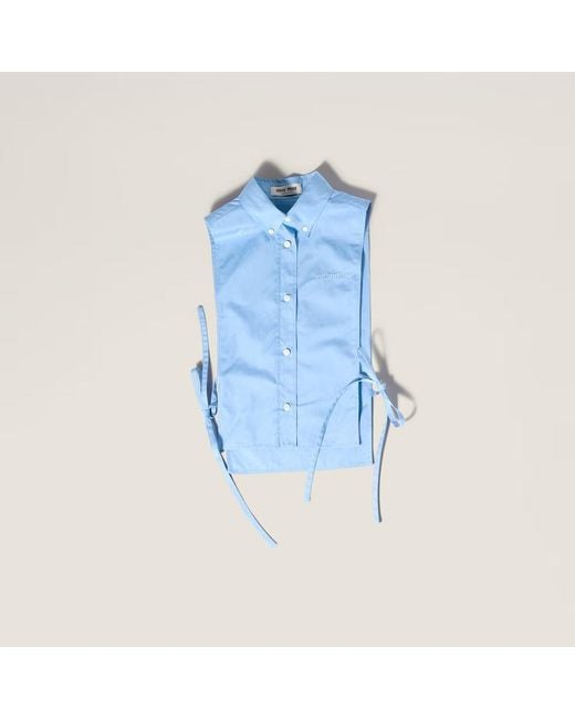 Miu Miu Blue Sleeveless Cotton Shirt