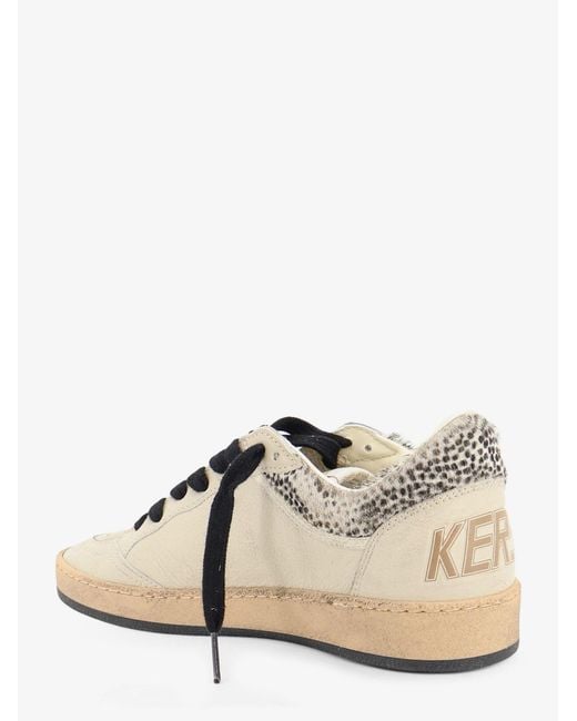 Golden Goose Deluxe Brand Natural Ballstar Leather Sneakers With Iconic Side Logo