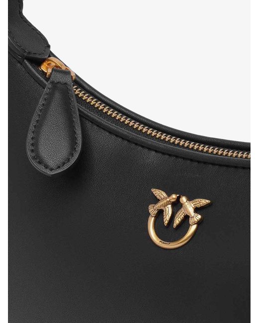 Pinko White Half Moon Mini Leather Shoulder Bag