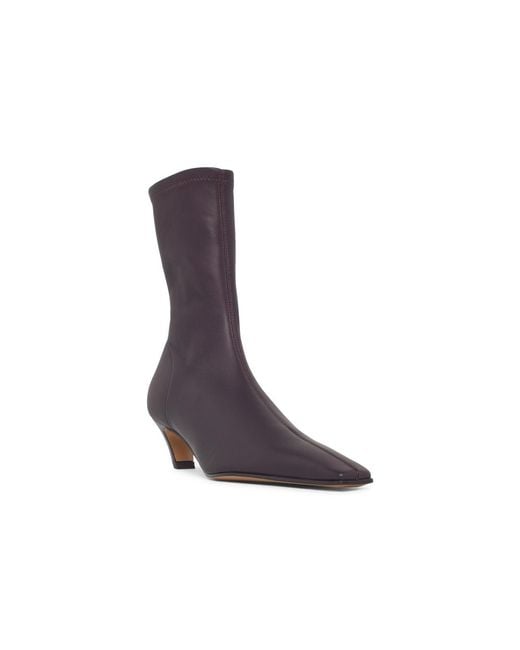 Khaite Purple Arizona Leather Ankle Boots