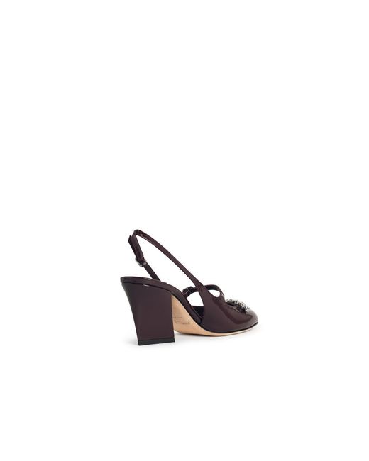 Jimmy Choo White 'Belinda' Deep Merlot Leather Slingbacks