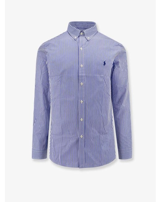 Polo Ralph Lauren Blue Striped Stretch Cotton Shirt for men