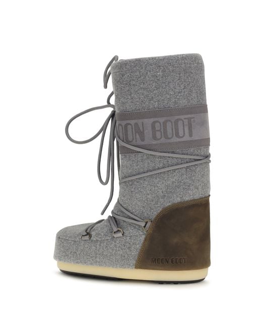 Moon Boot Gray Mb Icon Nubuck Felt Snow Boots/Cocoa