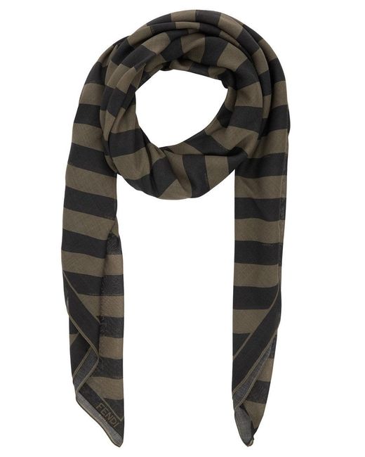 Fendi Black Silk And Wool Scarf for men
