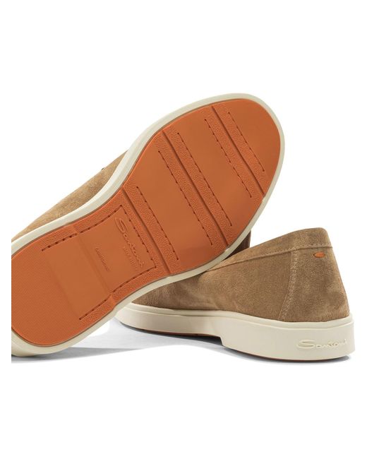Santoni Brown Suede Loafers