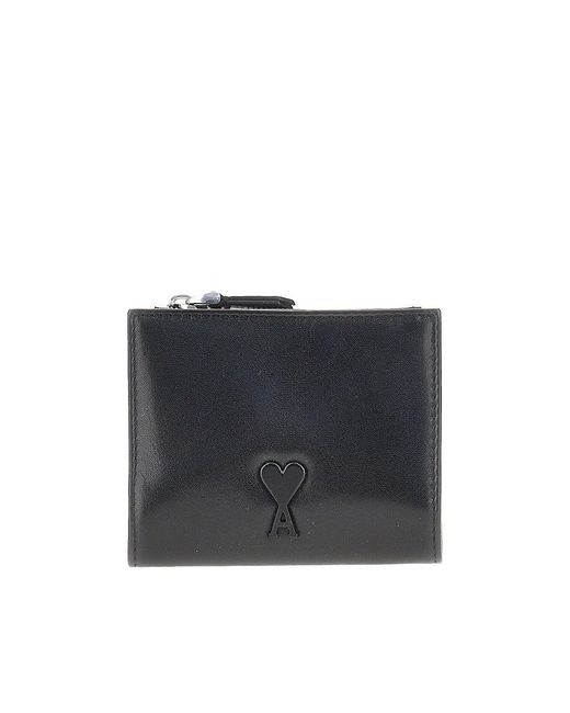 AMI Black Leather Bi-Fold Voulez-Vous Wallet for men