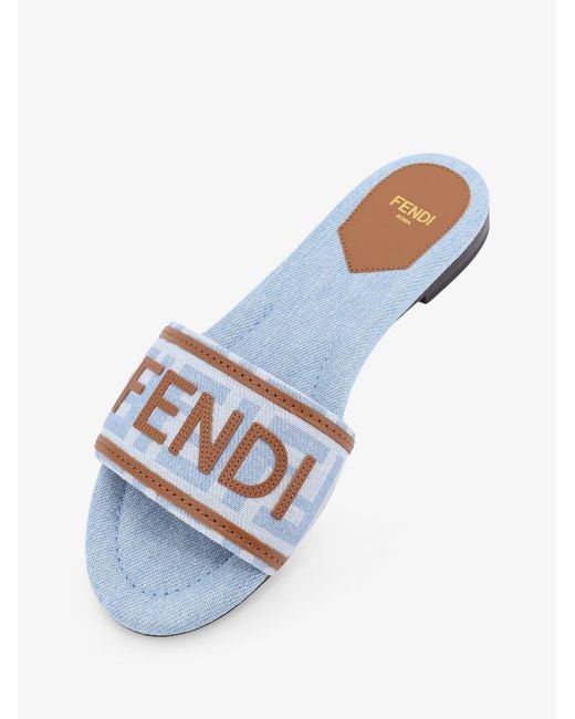 Fendi White Sunshine Ff Denim Sandals