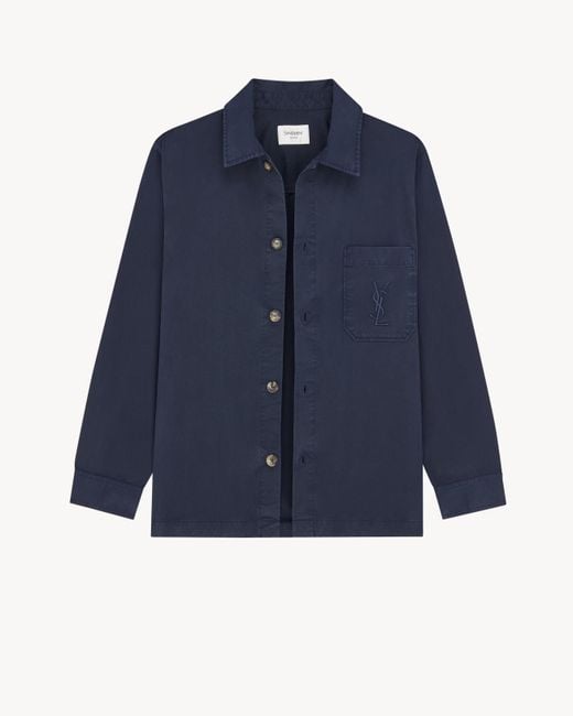 Saint Laurent Blue Cassandre Overshirt Jacket for men