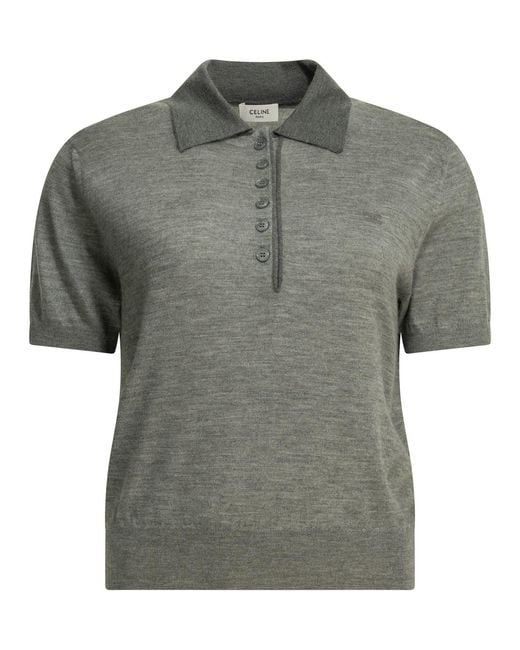 Céline Gray Cashmere Silk Polo Shirt