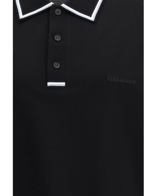 Ferragamo Black Stripe-Detail Polo Shirt for men