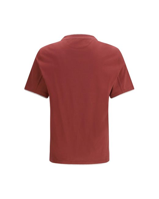 Brunello Cucinelli Red Cotton T-Shirt for men