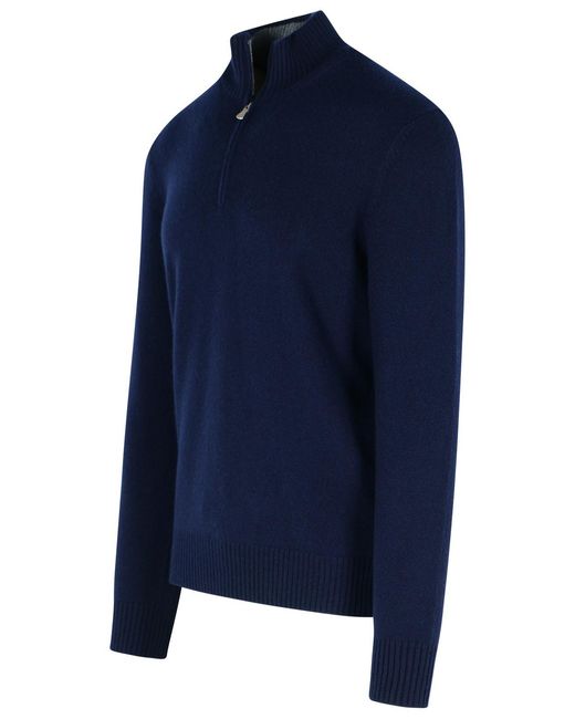 Gran Sasso Blue Cashmere Sweater for men