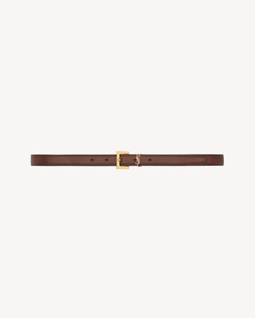 Saint Laurent Brown Cassandre Leather Belt