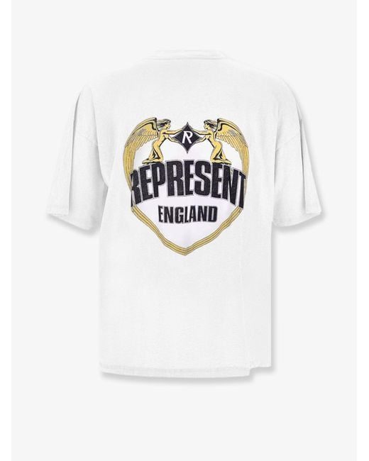Represent White Cotton T-Shirt With Distressed Effect for men
