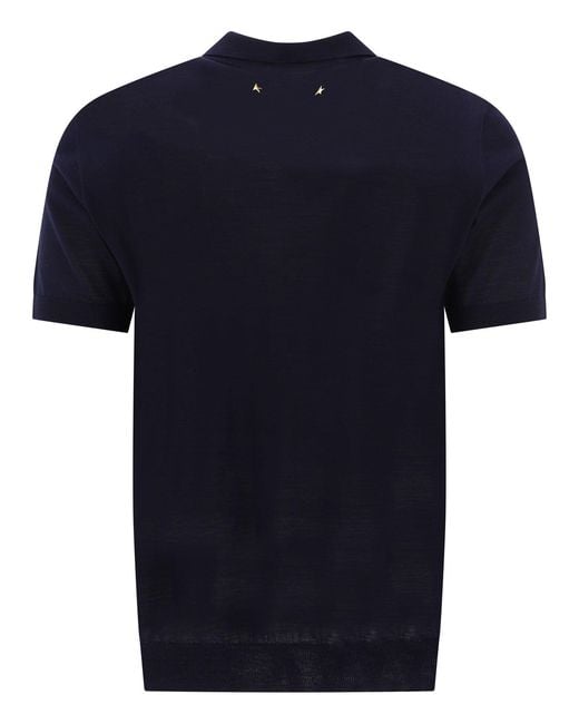 Golden Goose Deluxe Brand Blue Merino Wool Polo Shirt for men