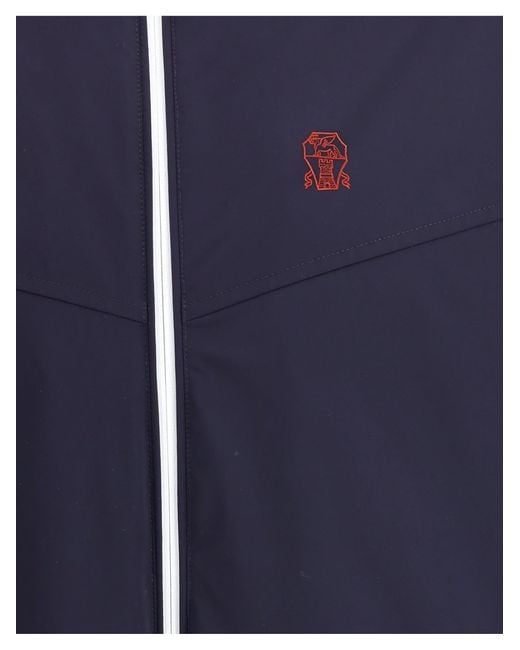 Brunello Cucinelli Blue Hooded Jacket for men