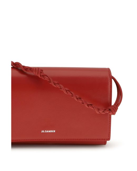 Jil Sander Red Tangle Crossbody Wallet