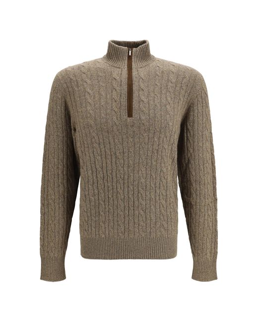 Men's Brown Treccia Baby Cashmere Jumper Chia Beans