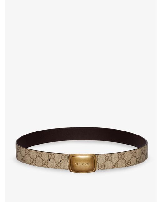 Men's White Gg Coated Canvas Belt