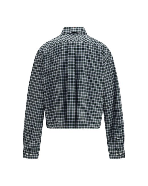 Miu Miu Blue Checked Embroidered Shirt