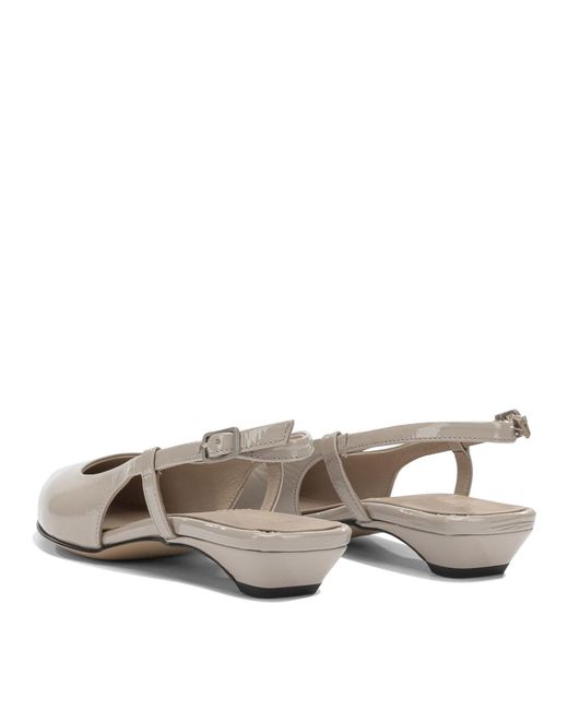 Pomme D'or Multicolor Slingback In Pelle Heeled Shoes Beige